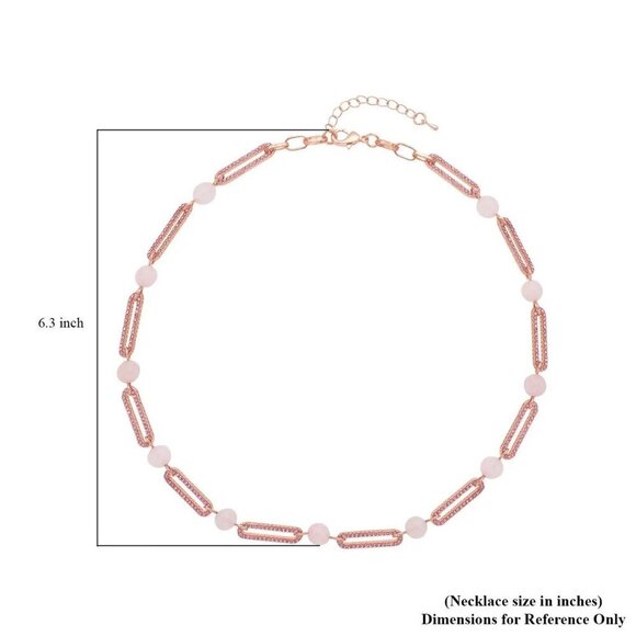 New, Galilea Rose Quality & Pink Austian Crystal Paper Clip Necklace, 20 Inches - Picture 6 of 6
